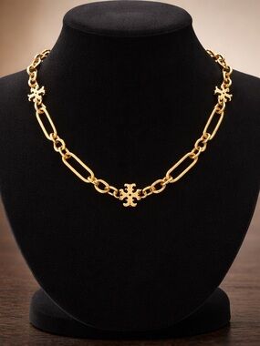 Tory Burch Gold Logo Link Necklace